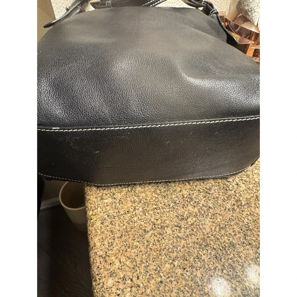DOONEY & BOURKE DILLEN Black Pebbled Leather Shoulder Hobo‎ Bag Handbag Purse
